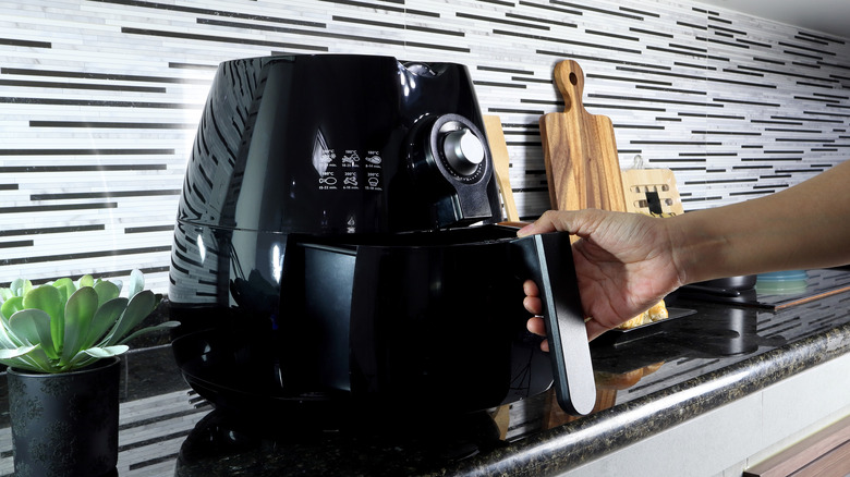 Person opening air fryer