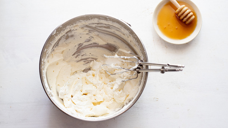 Bowl of honey whipped cream