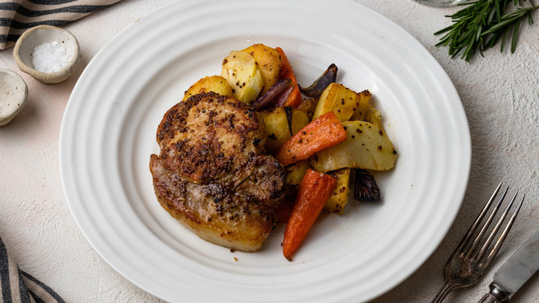 pork chop with roasted veggies