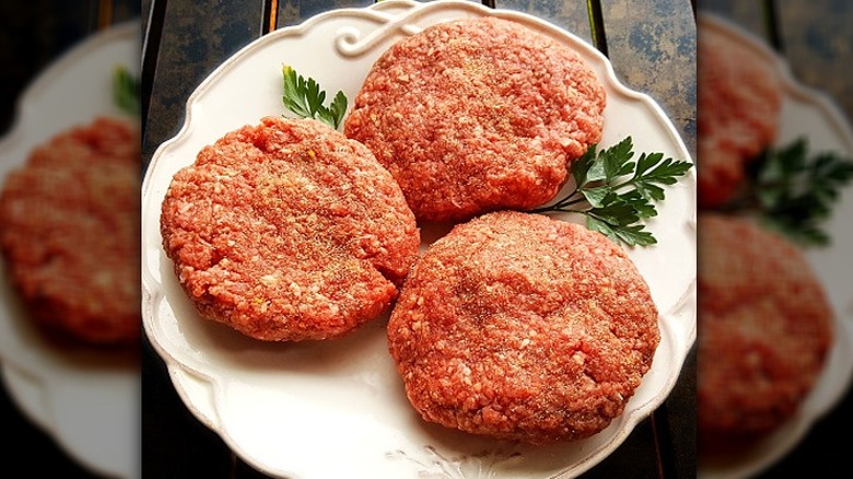 raw ground bison burgers