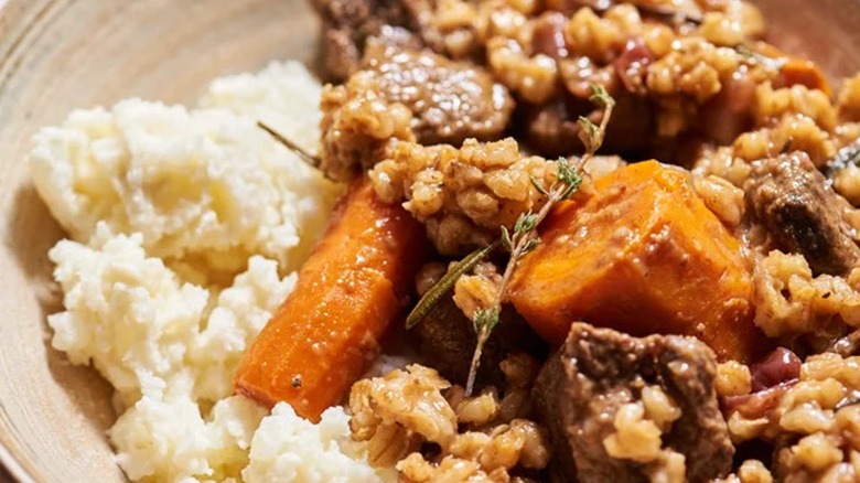 Closeup of cinnamon apple cider beef stew