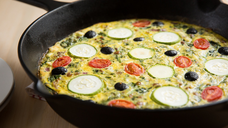 Mediterranean frittata in skillet