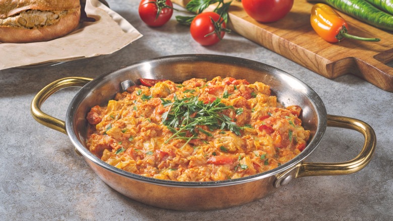 Turkish menemen scrambled eggs