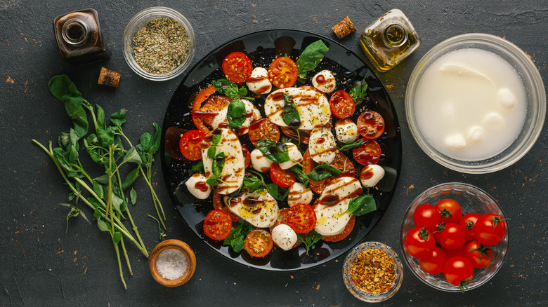 Caprese salad with ingredients