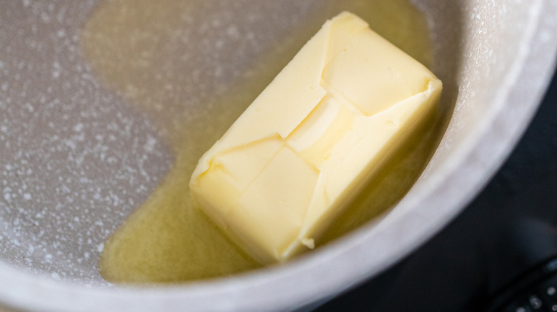 Butter melting in a saucepan