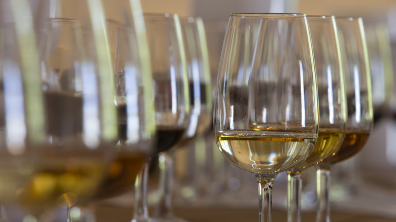 Fino sherry in wine glasses