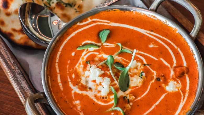 butter chicken naan herbs