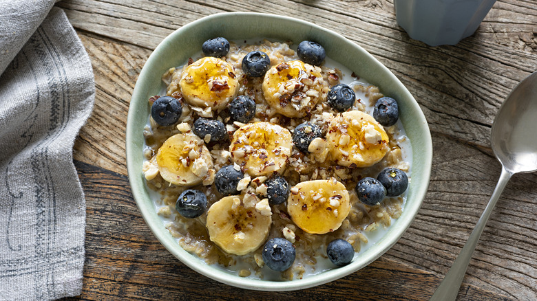 Bowl of porridge with toppings