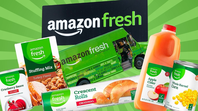 Amazon Fresh truck and products