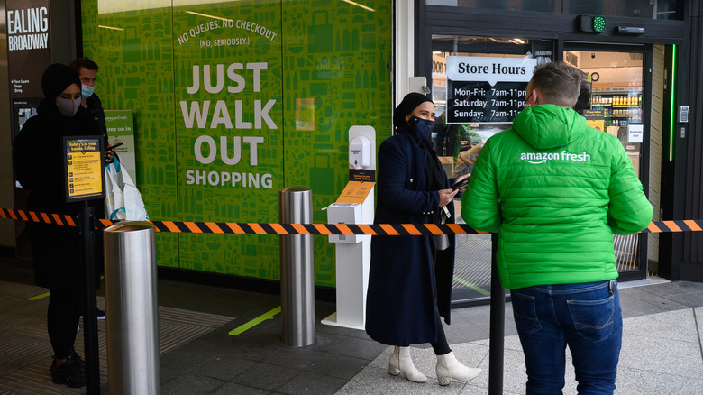 customers using Just Walk Out lane at Amazon Fresh