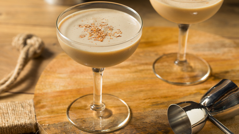 brandy alexander cocktail on table