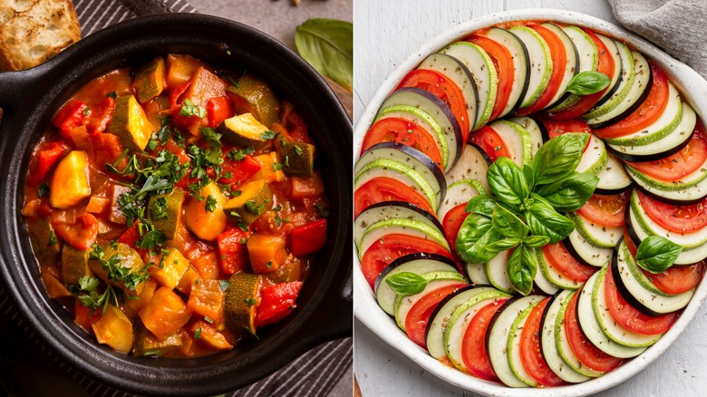 Ratatouille traditional and spiral side by side