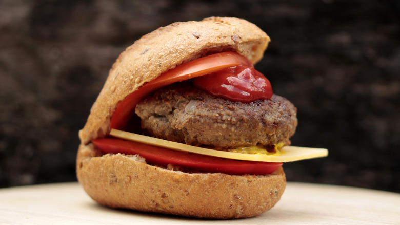 Dutch meatball sandwich with tomato and cheese