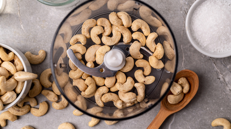 Cashews in a food processor