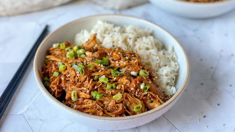 Shredded chicken with rice