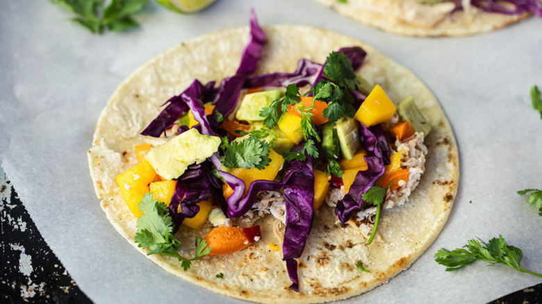 Chicken taco on counter