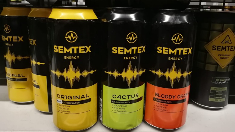 range of semtex energy drink cans