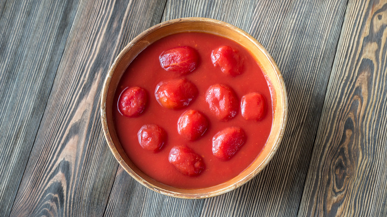 Bowl of canned tomatoes