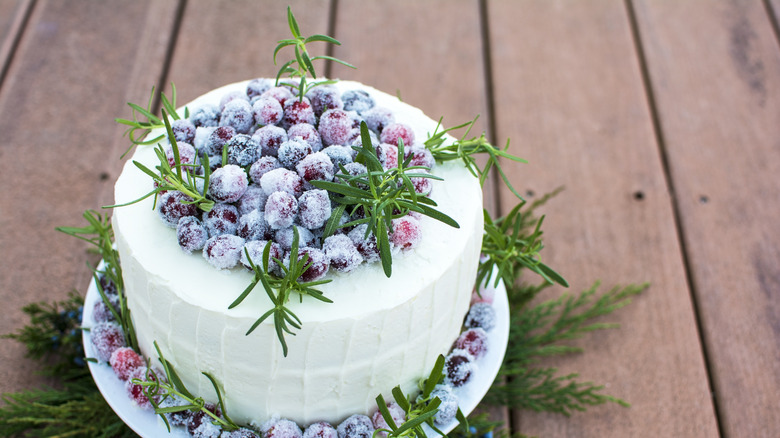 Cranberry cake made with sparkling sugar