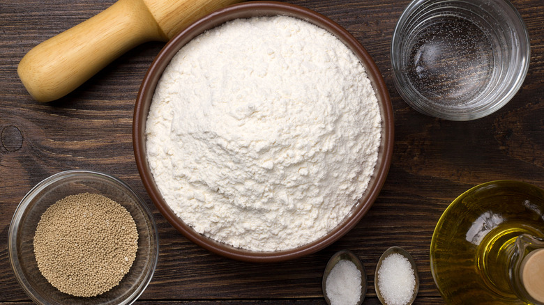 ingredients to make pizza dough