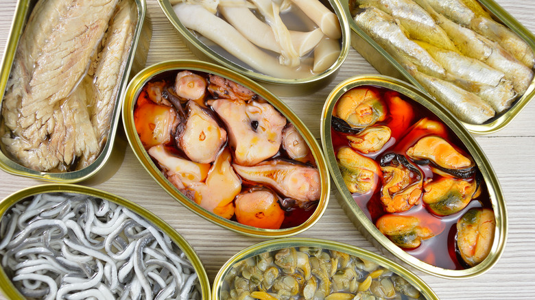 tinned exotic fish variety