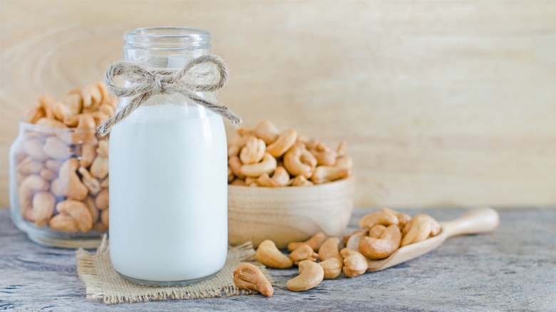 Cashews and bottled cashew milk