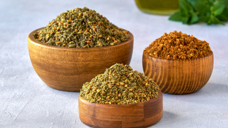 three different za'atar blends 