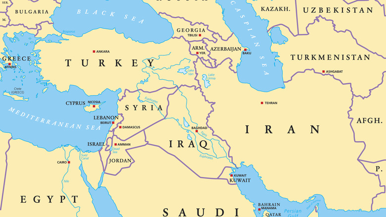 map of some SWANA countries