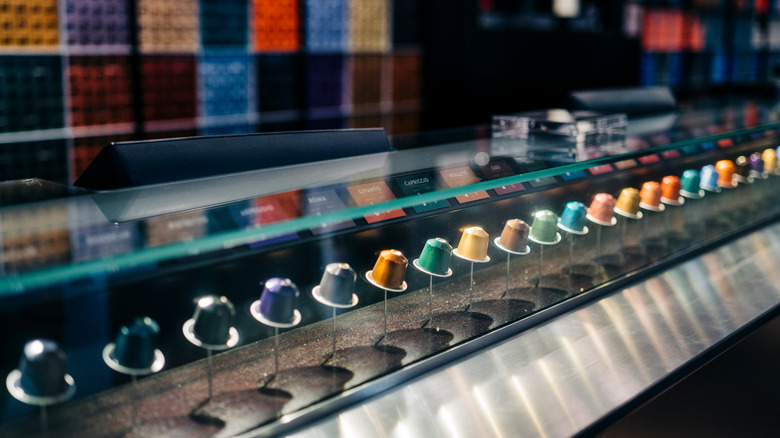 Nespresso store showcasing variety of pods on display