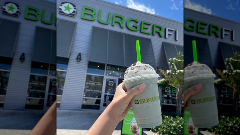 green BurgerFi milkshake