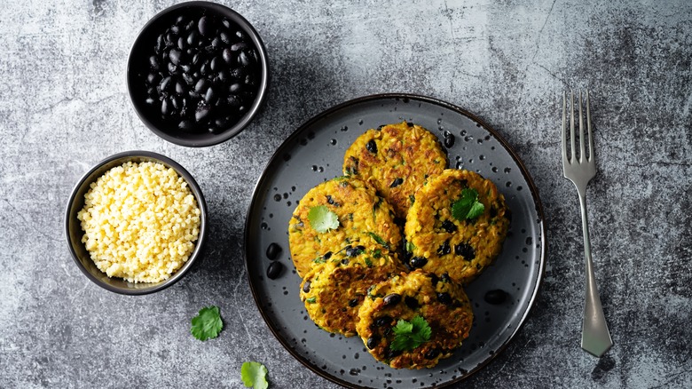 Bean burgers on plate