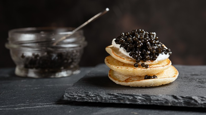 Caviar blinis creme fraiche