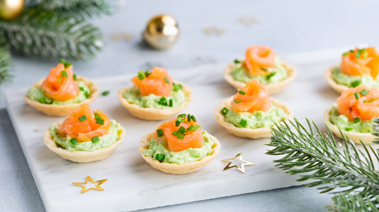 plate of salmon canapes