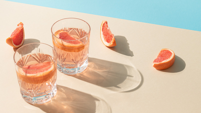 Slices of grapefruit in water