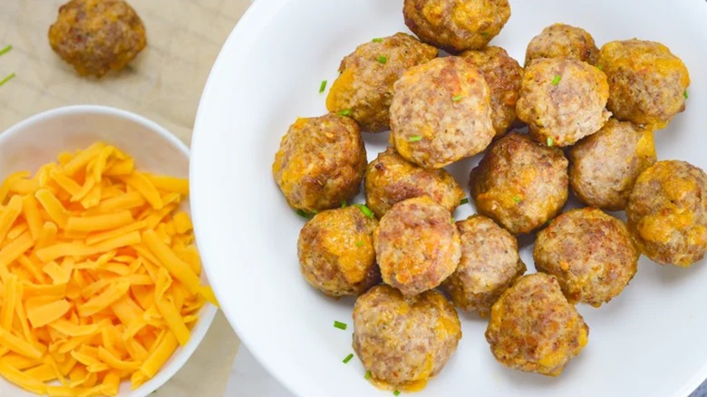Sausage balls in a bowl