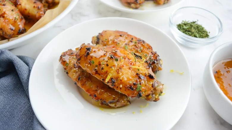 Lemon pepper wings on a plate