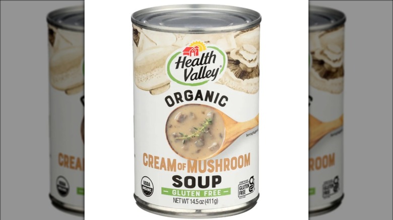 Can of Health Valley Organic Cream of Mushroom Soup