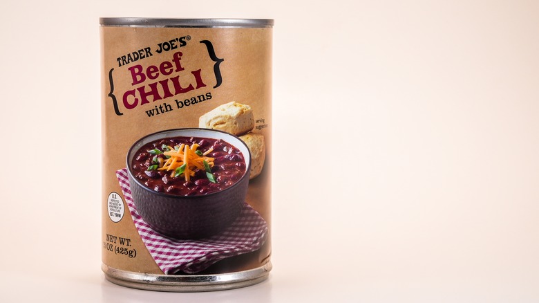 Can of Trader Joe's Beef Chili with Beans