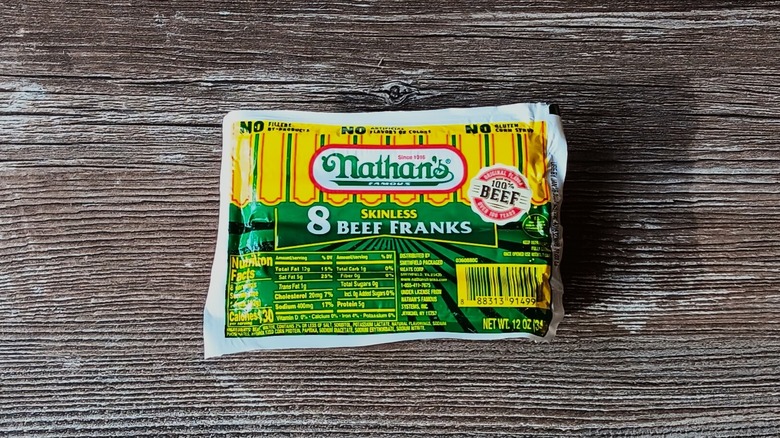 Nathan's beef hot dog package