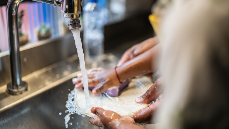 Rinsing off dishes