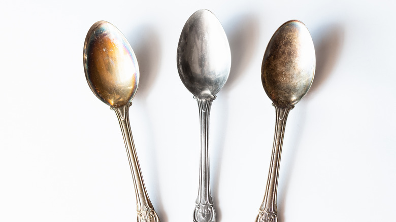 Tarnished silverware spoons