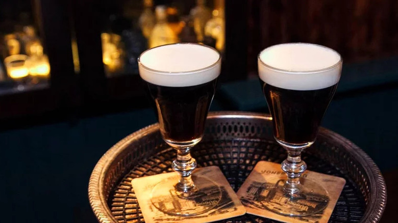 glasses of irish coffee in pub