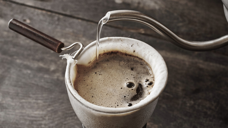 Pouring water over pour-over