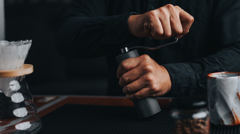 Grinding coffee beans