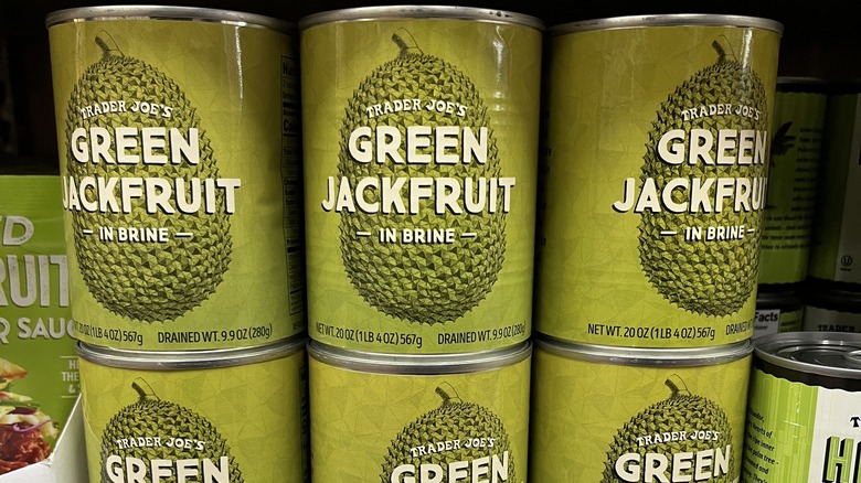 Canned jackfruit on shelf
