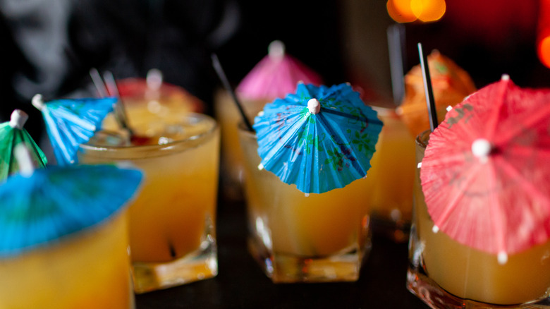 drinks with cocktail umbrellas