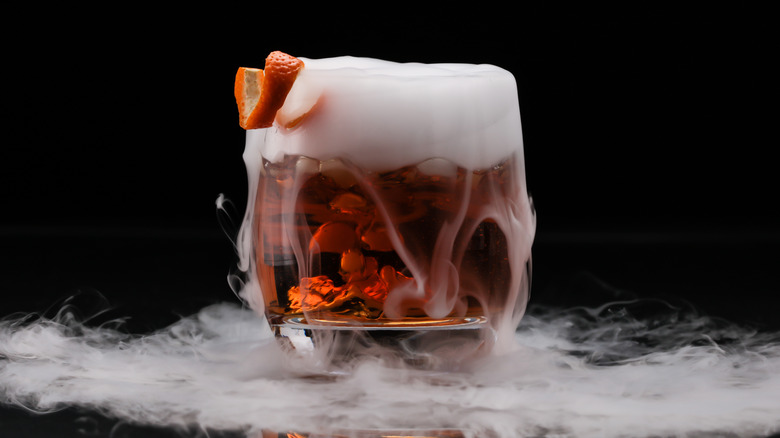 smoking cocktail with garnish