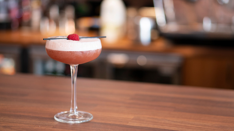 French Martini with raspberry garnish