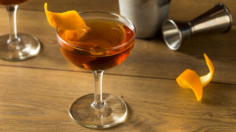 Martinez cocktail with orange twist