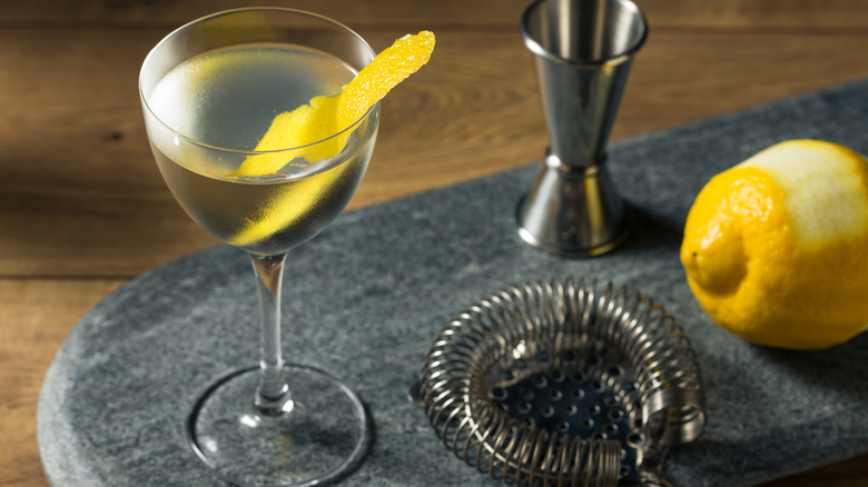 Vesper Martini with lemon twist